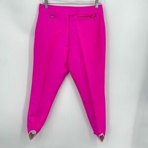 Vintage FERA Skiwear Women’s Ski Pants Sz 12R Boot Stirrups bright Pink Pockets